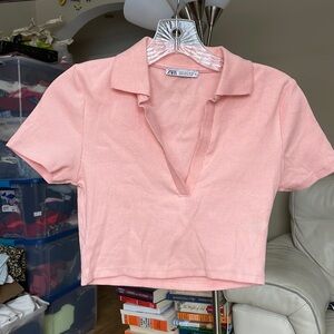 Zara cropped polo tee